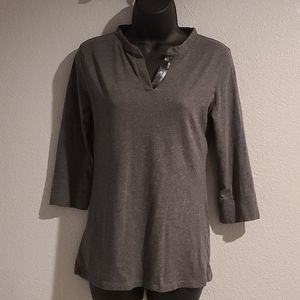 Gap Charcoal Gray Sequins Collar 3/4 Sleeve Tshirt